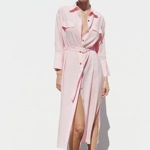 Sold Out ZARA Light Pink Midi Shirt Dress